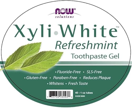 Now Solutions, Xyliwhite™ Toothpaste Gel, Refreshmint, Cleanses And Whitens, Fresh Taste, 40 Units, 1-Ounce Tubes #TOP3