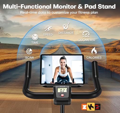 Image of Exercise Bike, CHAOKE Quiet Adjustable Magnetic Resistance Stationary Bike for Home Cardio with App Compatible, 350LB Weight Capacity Indoor Cycling Bike with Comfortable Seat & Digital Display
