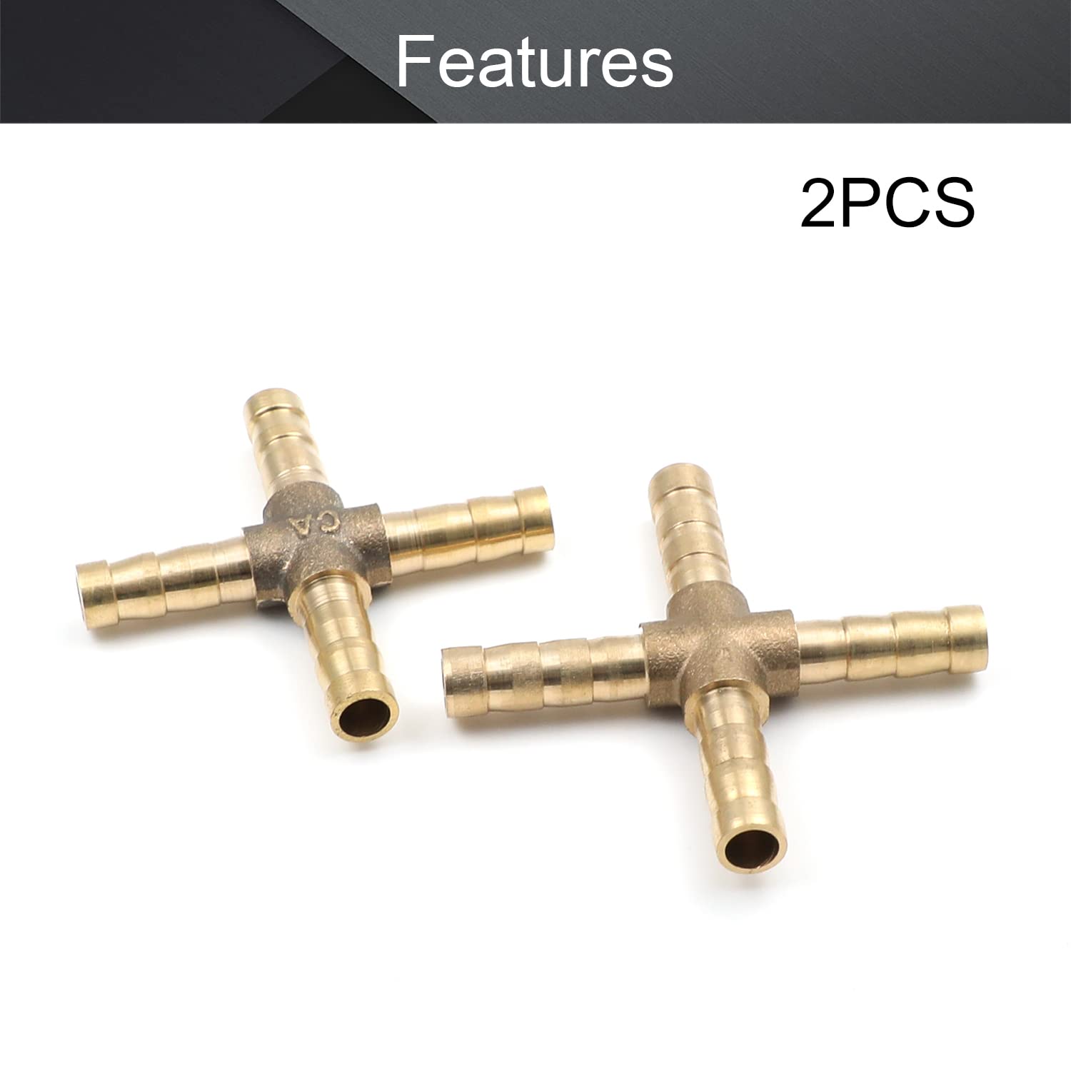 Othmro 8mm ID Brass Barb Splicer Fitting,T-Shaped 3 Ways, Barb Hose Fitting Air Gas Water Fuel,Barbed Tee Connector,Gold Tone 3 Pcs