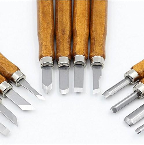 NW 12pcs Imitation Mahogany Wood Handle Knife Carving Set Wood Carving Tool Set