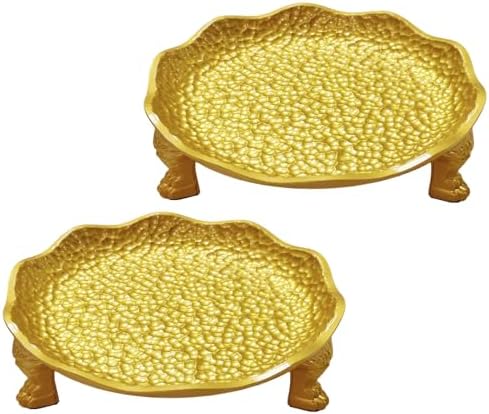 2 Pack Brass Clawfoot Candle Dish,Pedestal Dish,Antique Candle Holder,Vintage Brass Candle Tray,Jewelry Dish Stand for Jewelry Rings Trinkets Coffee Table Centerpiece Home Decor