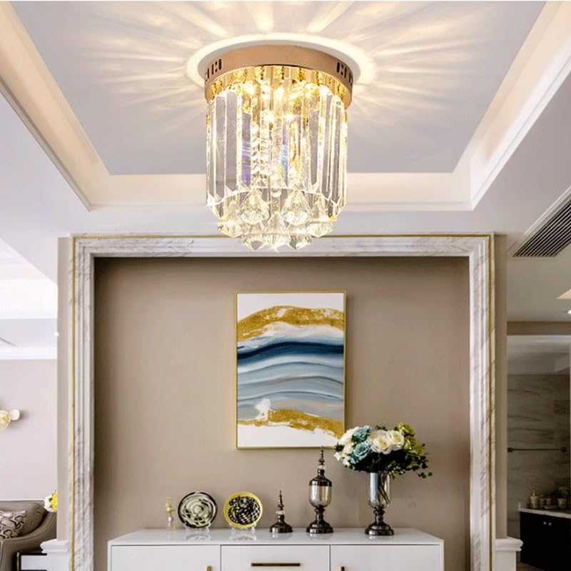 Lámparas de techo de lujo de metal y cristal E14 para decoración interior 2