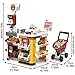 deAO Grocery Store Playset with Kids Shopping Cart,66 PCS Supermarket Playset,Pretend Play Cash Register,Play Food, for 3 4 5 Kids (Red)