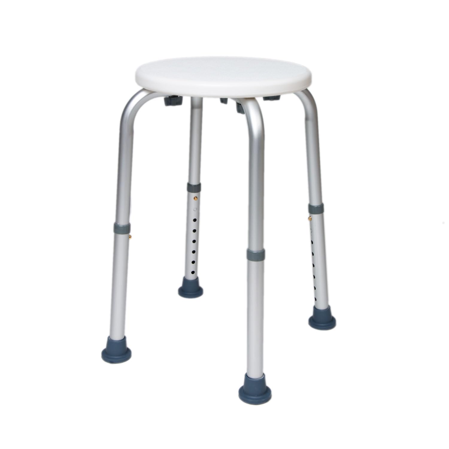 Round bathroom stool for shower, adjustable in height, non-slip, lightweight, for elderly or reduced mobility