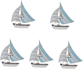 Abaodam 5 Peças Estilo Marinho Veleiro Mesa Navio Náutico Decoração De Navio Náutico Enfeites De Mesa De Construção Estátuas De Veleiro Mediterrâneo Tema Náutico Decoração Iate Madeira