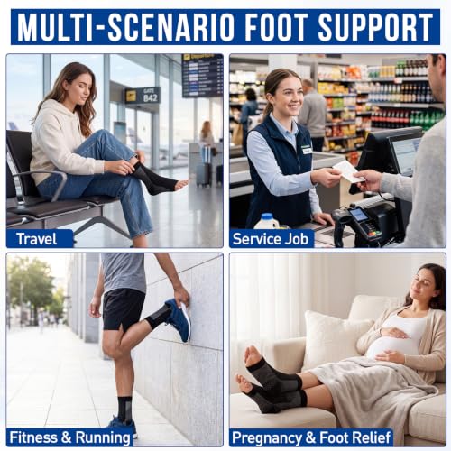 Image of Geyoga 2 Pairs 10.83 Inch Long Compression Foot Arch Support for Women Men