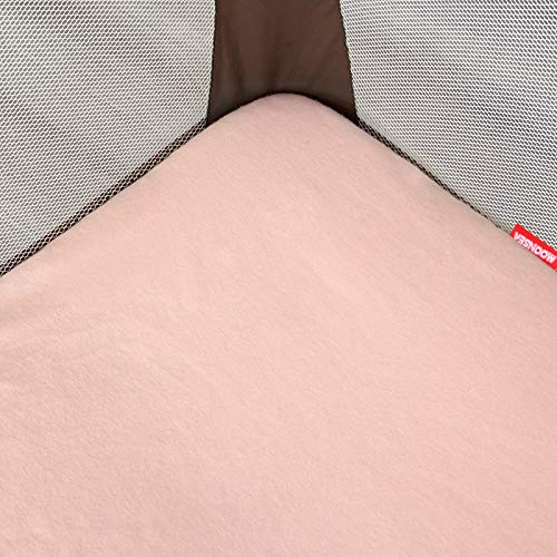 Image of Pack and Play Sheets 2 Pack, 100% Cotton Flannel, Fitted Portable Mini Crib Sheet for Girls Boys, Ultra Soft Breathable Convertible Playard Mattress Cover Warm, Grey&Pink