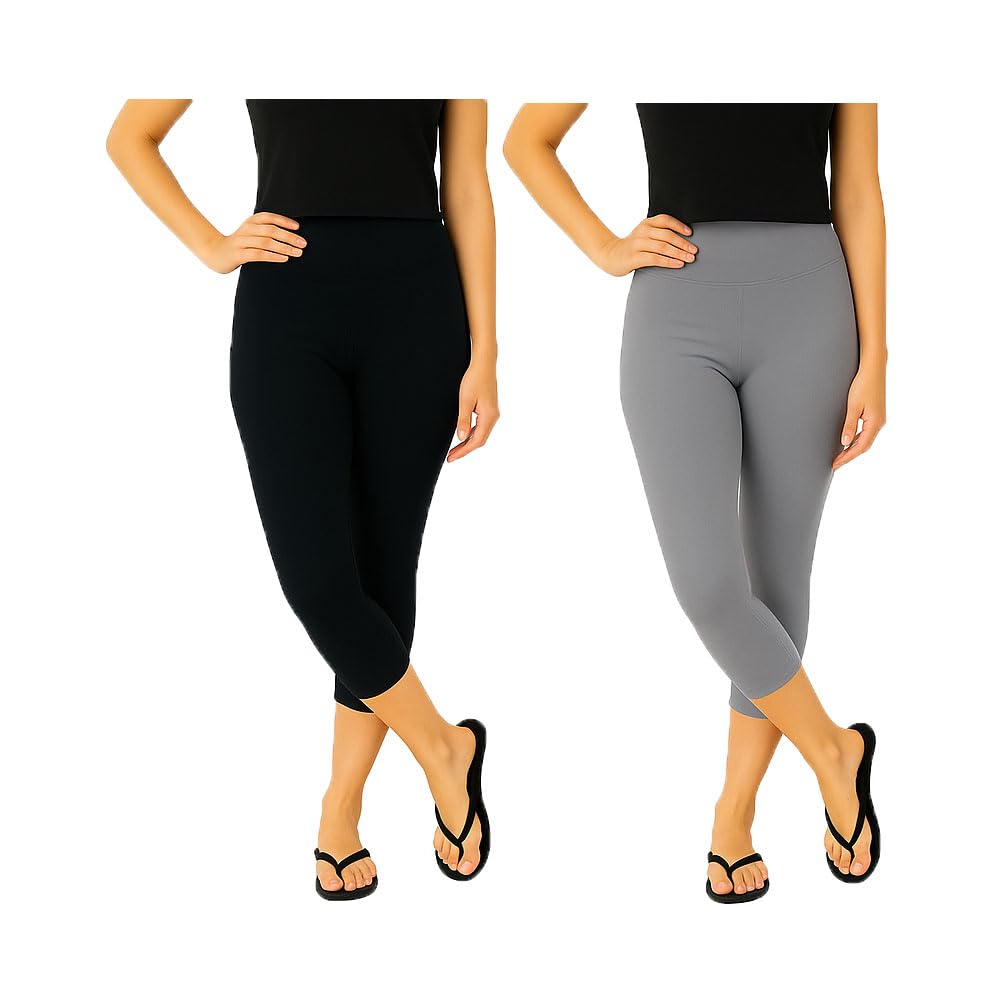 Womens Plain Capri Black, Grey 2Pack-picture-55