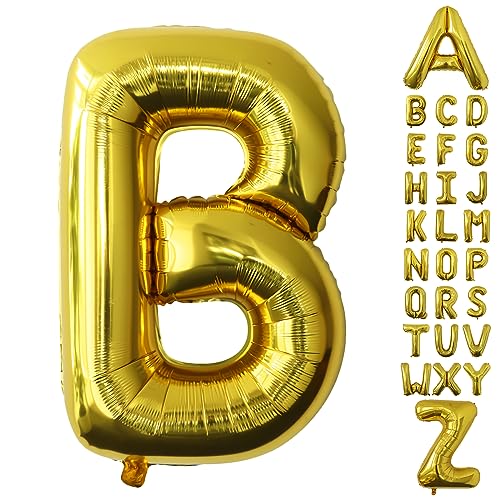 Letter Balloons Gold Party Balloon - 40 Inch Large Gold Letter B Balloon, Letter Balloon Birthday Decorations, Balloon for Women Men Anniversary Party Decorations Supplies