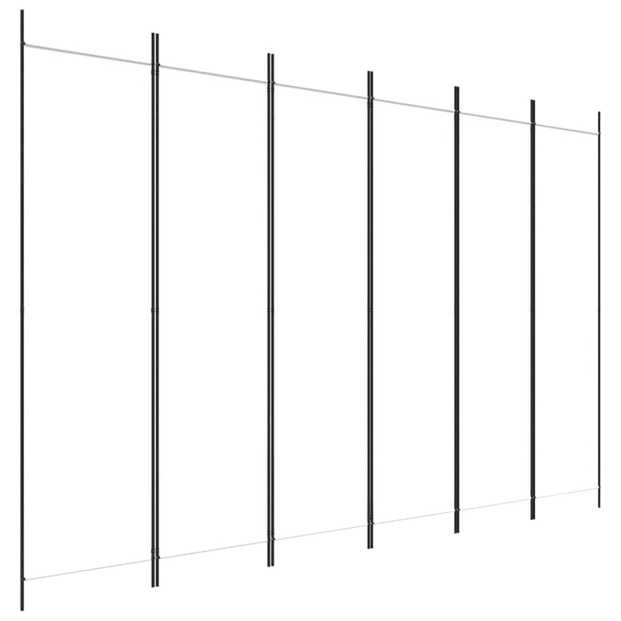 vidaXL 6-teiliger Raumteiler, 300x200 cm, Polyester & Eisen, Weiß, Faltbarer Sichtschutz, Bewegliche Trennwand, Schlafzimmer & Büro, Wohnaccessoire
