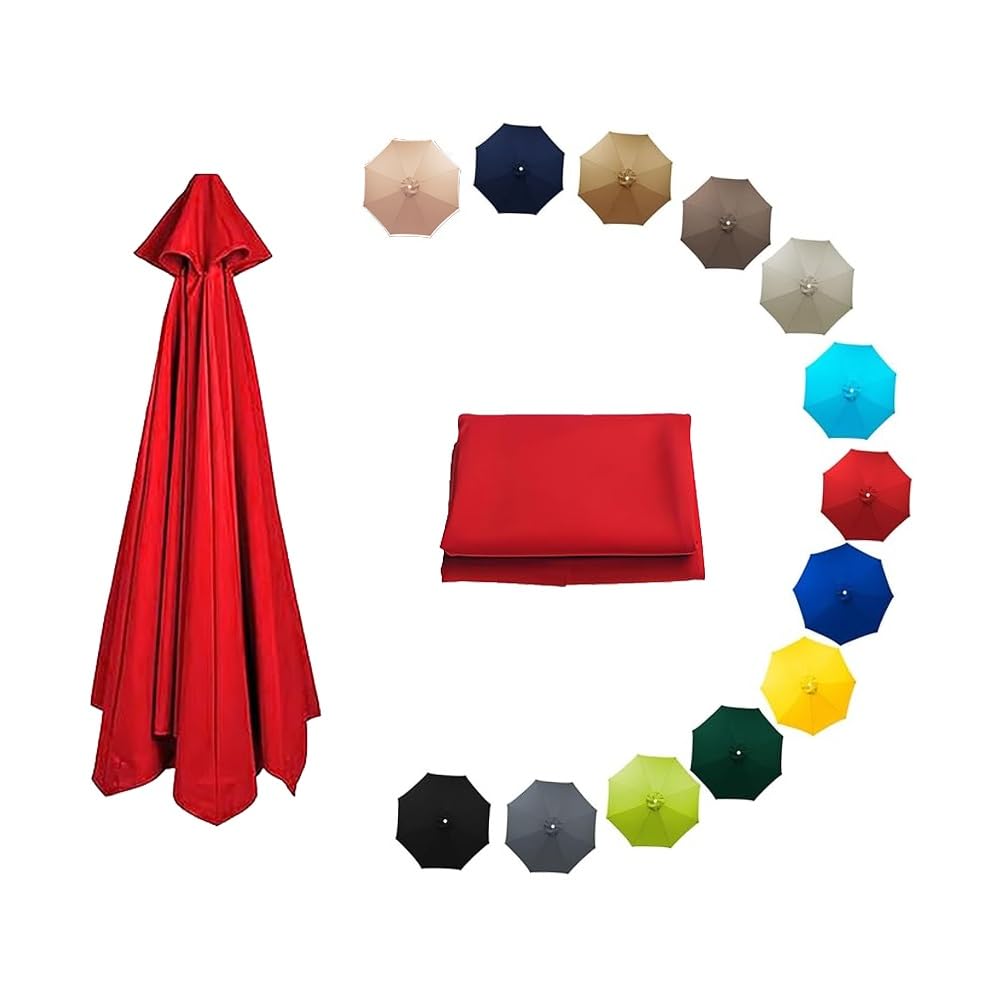 Zapasowy parasol tarasowy, wodoodporny top na 6/8 żeber, trwały, materiał parasola zewnętrznego, czerwony (200 cm)