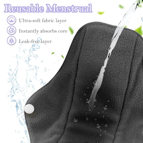 Image of PHOGARY Reusable Menstrual Pads, Reusable Sanitary Pads for Women, Washable Overnight Cloth Menstrual Pad Heavy Flow with Wet Bag (7 in 1, 10in*7in)