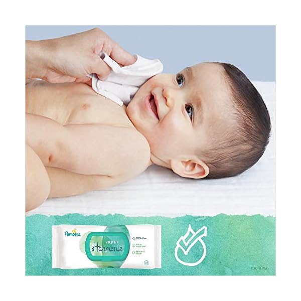 Pampers Aqua Harmonie Baby-Tücher, 864 Tücher (6 x 3 x 48), ohne Parfüm und Alkohol, mit 99% Wasser und pflanzlichen… – Bild 6