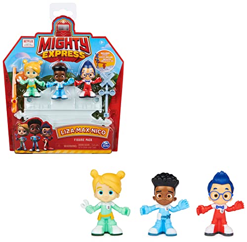 Mighty Express Kinderfiguren 3er Set - mit Gleisstück und Schranke, zur Ergänzung von Mighty Express Spielsets, ab 3 Jahren