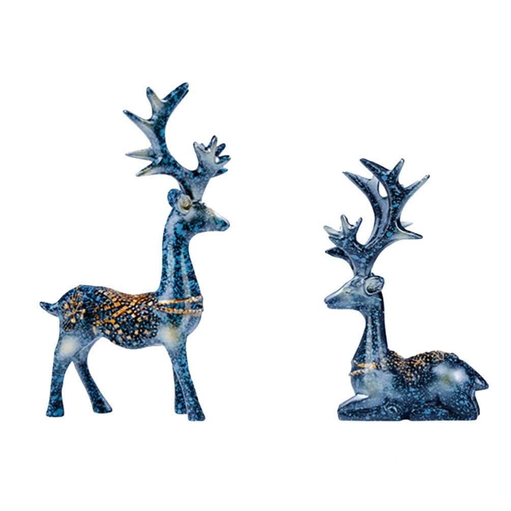 Amosfun 1 Pair of Christmas Reindeer Figurine Resin Deer Sculpture Reindeer Stat