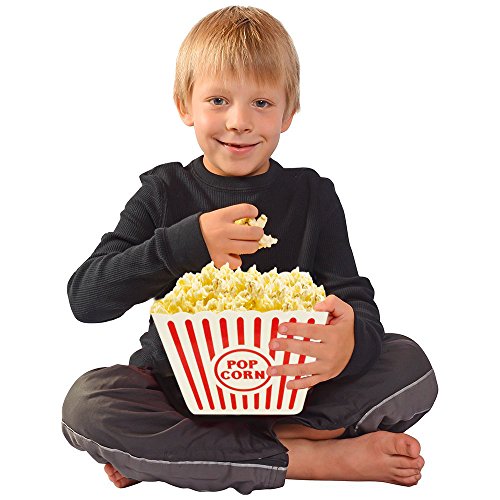 Contenants de pop-corn rouge et blanc grand format carré 2 pack