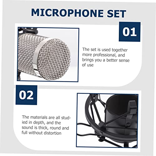 Microphone à condensateur filaire noir et argent avec kit complet pour PC - 6