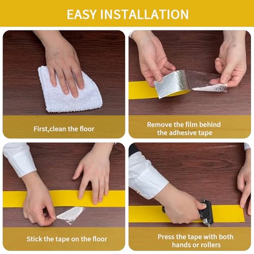 Image of Heavy Duty Aluminum Foil Anti-Slip Tape 4 inch x30FT Yellow - Industrial Safety Grip for Warehouse Stairs, Pool Decks & High-Traffic Walkways - Waterproof Traction Tape