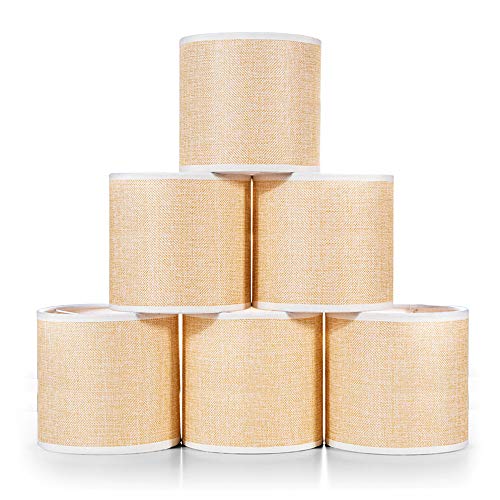 Chendet Juego de 6 lámparas de araña pequeñas, de lino natural, para comedor, lámpara de mesa de araña moderna, 14 x 10 cm