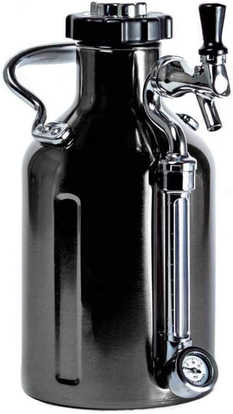 GrowlerWerks uKeg Carbonated Growler, 64 oz, Black Chrome