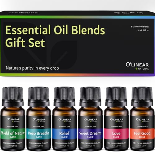 O'linear Essential Oils 6 Blends Set - Perfect for Humidifiers and Diffusers, Aromatherapy Diffuser Oils Scents, Essential Oil Kit for Home Use, Essential Oil Pack with Various Scents