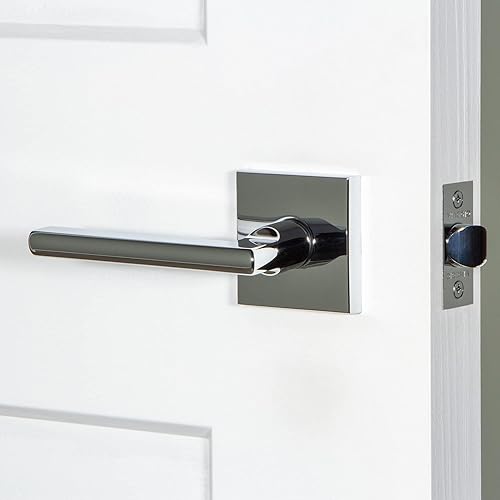 Miniatura 6 de Viaggio Quadrato Rosette Passage with Milano Lever in Satin Brass - Left Handed