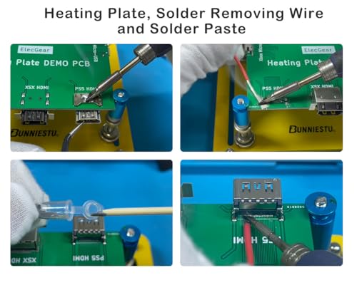 Image of ElecGear 2x HDMI Ports + Desoldering Heating Plate Replacement for PS5 HDMI Socket, Repair Part and Special Desolder Wire Soldering Tools incl.