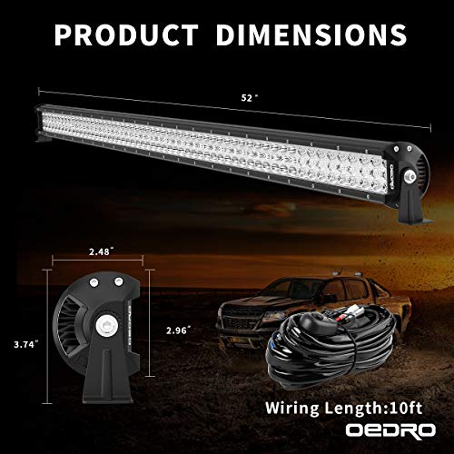 Image of OEDRO 52 Inch LED Light Bar w /Upper Roof Windshield Mounting Bracket | Fit for 07-18 Jeep Wrangler JK, Tri-Row 758W Combo Off Road Lights Driving Fog Light Work Lamp with Wiring Harness