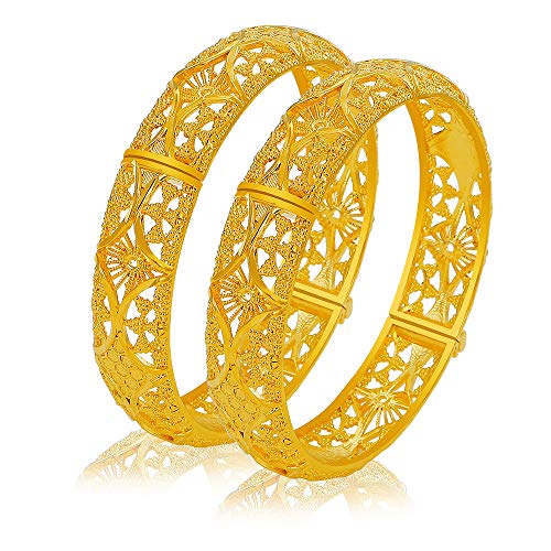 2Pcs/lot 18K Gold Plated Women Bangles Bracelets Ethiopia Dubai Girls Bride Bangles Gift