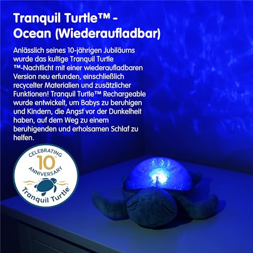 Cloud b | Nachtlicht mit Musik | Unterwasserprojektionen | 4 beruhigende Geräusche | Helligkeit einstellbar | Timer & Tränenmelder | Recycelter Stoff | Tranquil Turtle Rechargeable Ocean