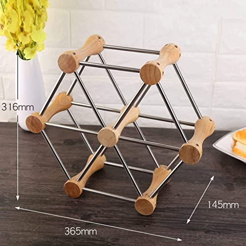 Soporte para botellas de vino de madera sólida para escritorio miniatura 2