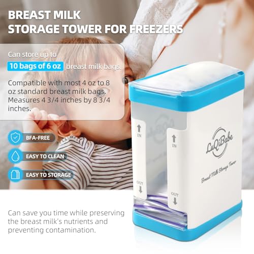 LuQiBabe Milk Bag Storage Rack Breast Milk Storage Tower Freezes Breast Milk Bags Flat Store and Organize More Than 10 Milk Bags - First-in & First-Out Breastmilk Bag Organizer for Freezer