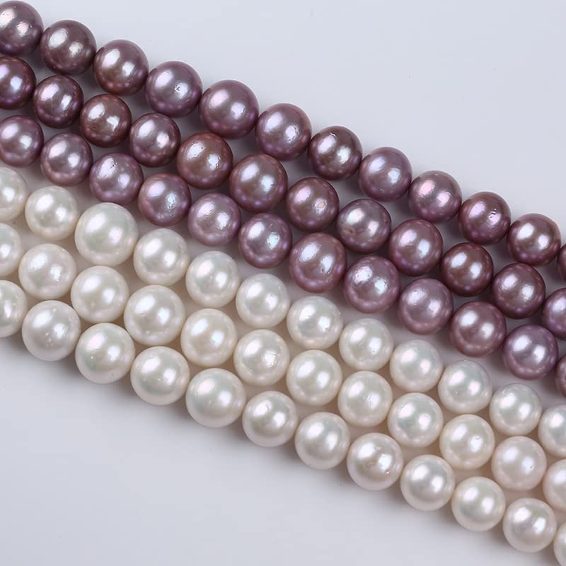 Davitu Natural 11-14mm Purple White Edison Freshwater Pearl Strands - (Color: Purple, Item Diameter: 11-14mm)
