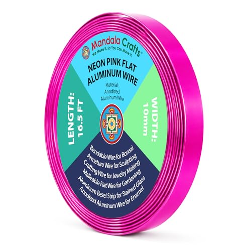 Image of Mandala Crafts 10mm Neon Pink Flat Aluminum Crafting Wire for Sculpting