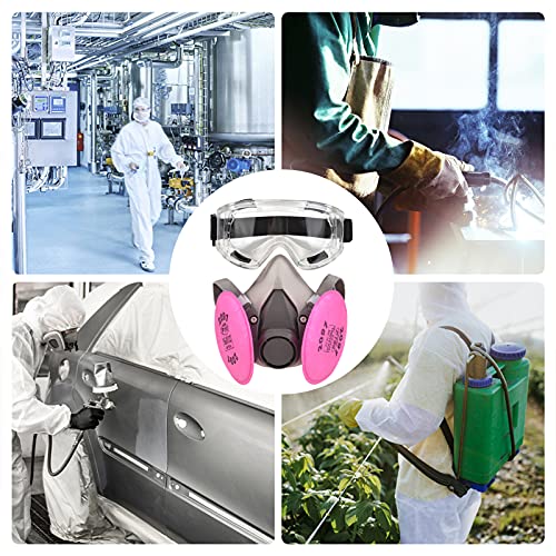 lifcasual Respirador reutilizável com meia máscara facial com filtro 2091 P100 meia capa facial com