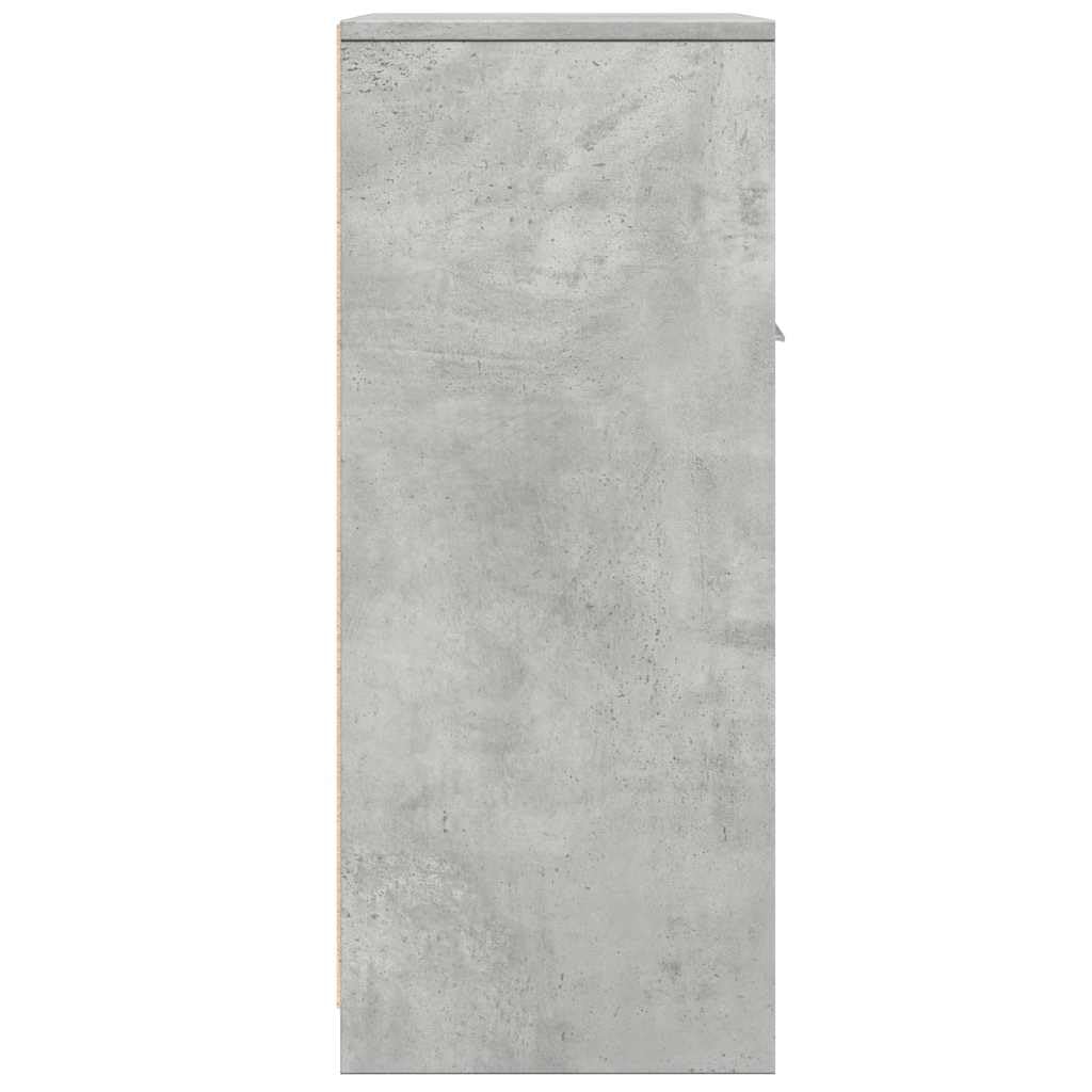 Armoire de Salle de Bain Gris Béton 60x33x80 cm Meuble de Rangement en Bois d'Ingénierie avec 1 Tiroir et 2 Portes Commode Robuste sur Pied pour Maison