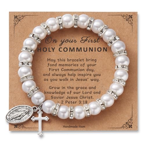 Korotho First Communion Confirmation Baptism Gifts for Girls Boys, Cross Bracelets for Her Him Christian Religious Gift Christening Communion Jewelry Favor for Goddaughter Daughter Son