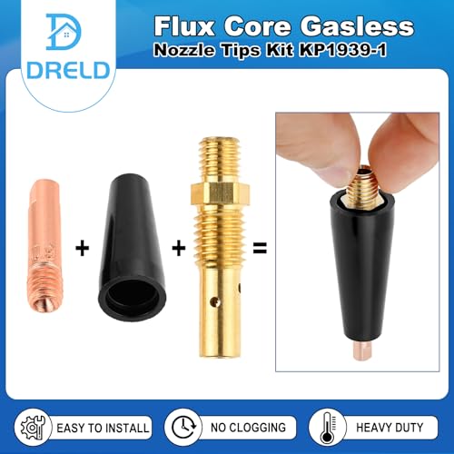 48 Pcs Flux Core Gasless Nozzle Tips Kit KP1939-1, 0.035" (0.9mm) Flux Core Welding Gun Welder Mig Contact Tips Gasless Nozzle Gas Diffusers, Compatible with Lincoln Magnum 100L & Weld-Pak MIG Welder by DRELD - Image 3