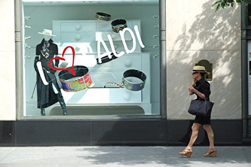 Scritte Prespaziate:"I LOVE SALDI". Adesivo4You (120x65 cm., Bianco-Rosso)