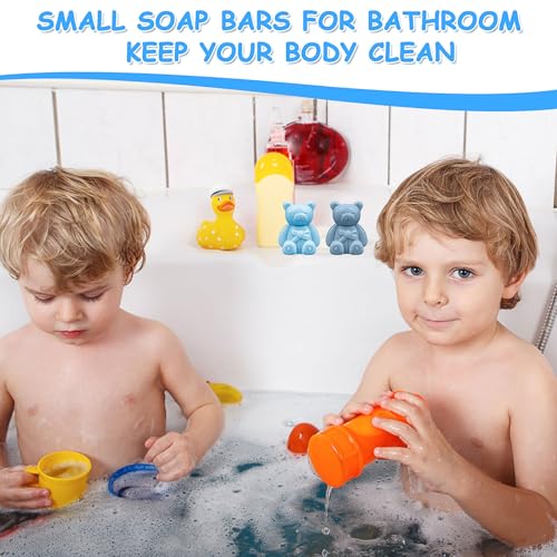 36 Stück Seife Gastgeschenke für Babyparty, handgefertigte süße Mini-Bärenseife Deko mit Geschenkbox Dankeskarten für Baby Shower Junge Mädchen Gäste Mitgebsel– Blau & Braun