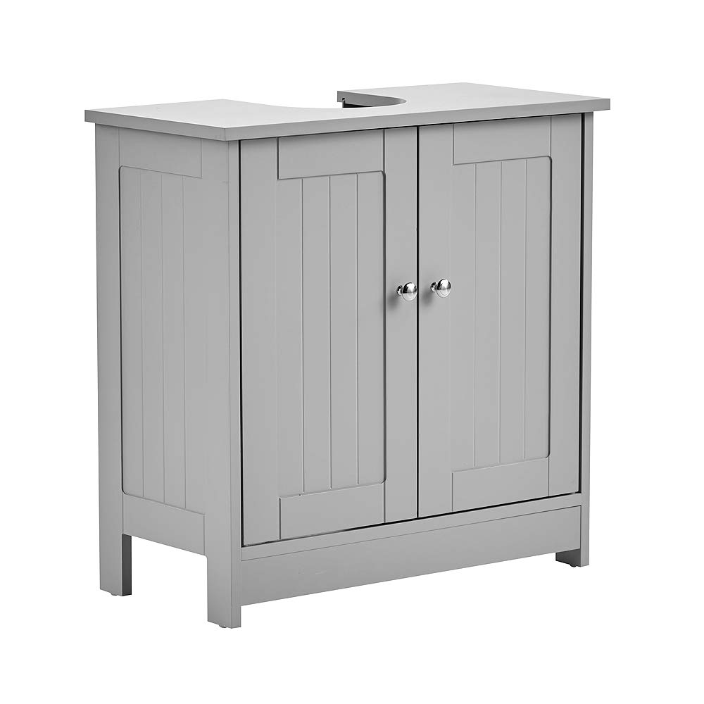 Homesource Grey Bathroom Under Sink Wash Basin Storage Cupboard, 2 Door