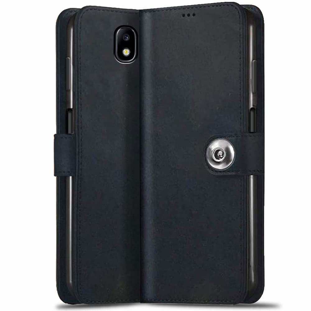 TheGiftKart Flip Back Cover Case for Samsung Galaxy J7 Pro | Genuine Leather Finish | Designer Button | Inbuilt Pockets & Stand | Flip Cover Back Case for Samsung Galaxy J7 Pro (Black) (B09VDB18M3) Amazon Price History, Amazon Price Tracker