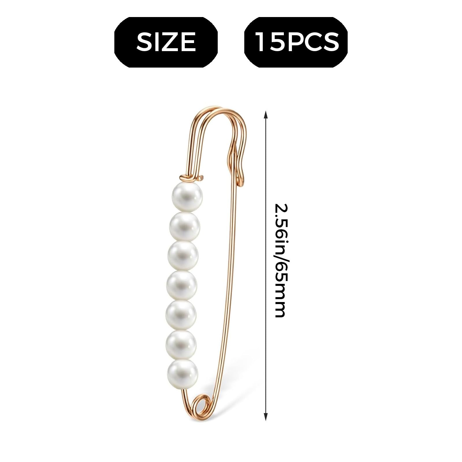 15 broches de perlas decorativos para ropa, pines de seguridad de perlas para mujer, pines de seguridad con adornos de perlas, clip decorativo para suéter para pantalones, clip grande para chal, para