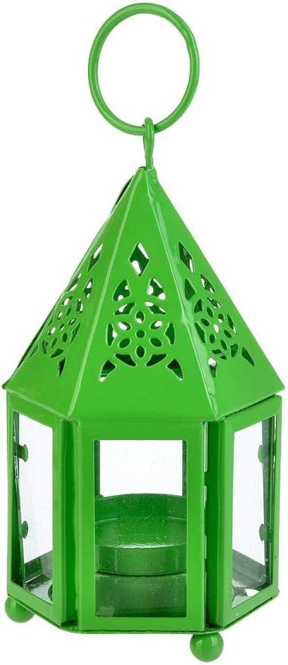 Paperlanternstore.com 4.75 Inch Green Hampi Hurricane Candle Lantern