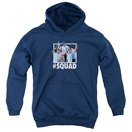 Trevco Sandlot Squad Unisex Youth Pull-Over Hoodie for Boys and Girls, Large Navy
