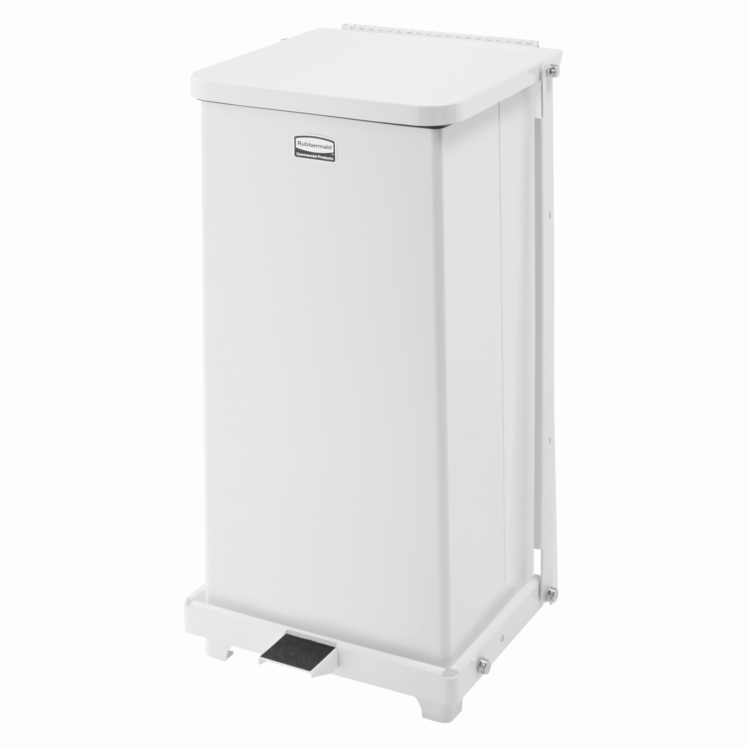 Rubbermaid Commercial Products Defenders Step-On Trash Can with Plastic Liner 6.5-Gallon White Good with Infectious Waste in Doctors Office/Hospital/