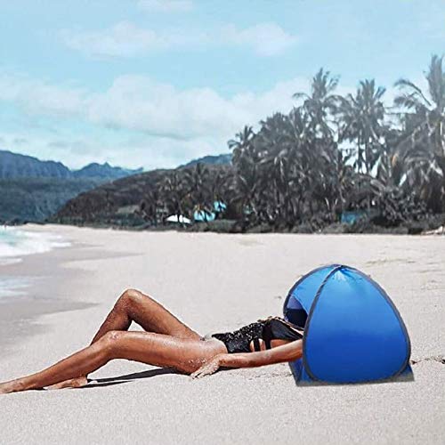 Strandzelt Automatisches Pop-Up-Sonnenschutz, Kopfstützenvorhang, Sofortiger Strandschutz, Einfach Aufzubauendes, Wasserdichtes, Leichtes Kopfstützenzelt (Blau,M)