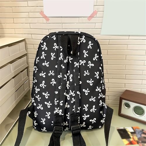 1pcs bow backpack for girls - cute kawaii preppy coquette backpack for teen girls back to school girly aesthetic college bookbag with large capacity padded shoulder strapsblack 1