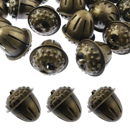 yyangz 20PCS Vintage Metal Jingle Bells Acorn Shaped Jingle Bells for Kids and Fun Home Activities