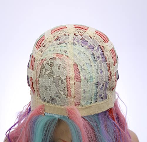 Image of PATTNIUM Child Kids Rainbow Wigs Long Curly Wavy Colorful Wig Multicolor Wig for Girls Synthetic Cosplay Party Halloween Wigs(Rainbow)